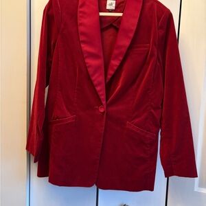 CAbi Rich Red Velvet Blazer